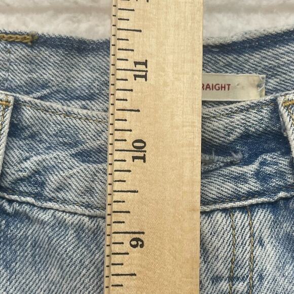 Levis Jeans Womens 27 Blue Wedgie Straight Button Fly Distressed Retro Mid Rise - Picture 12 of 14